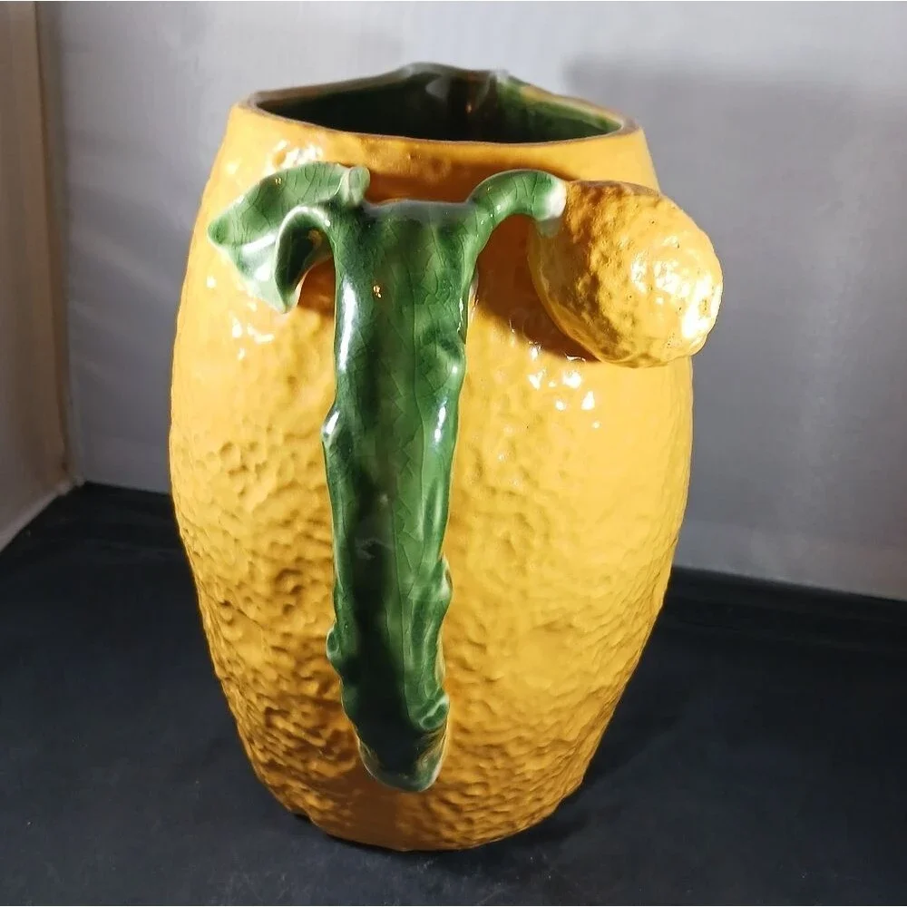 Antique Majolica Style Ceramic Lemonade Pitcher